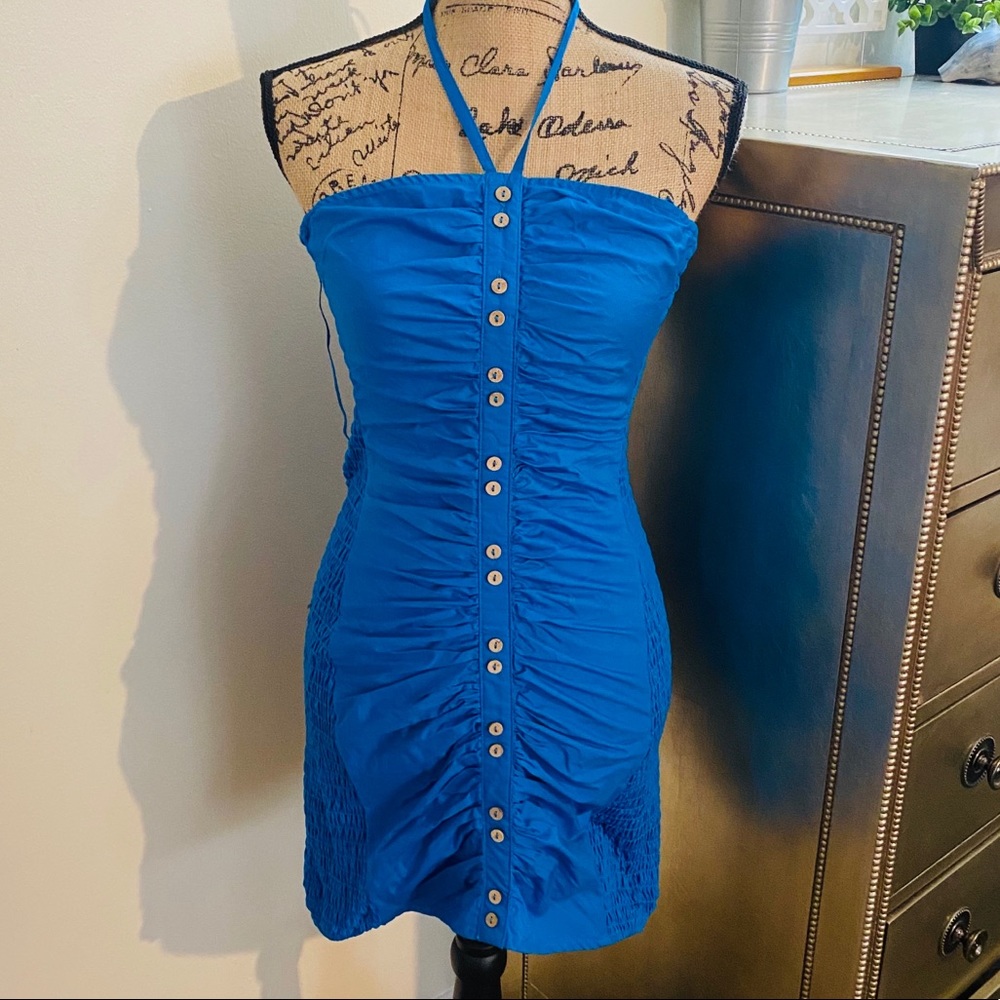 FREE PEOPLE ROYAL BLUE HALTER DRESS